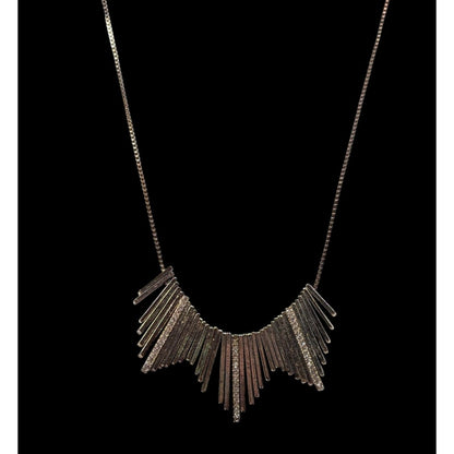 Elegant Glam Staggered Metal Fringe Necklace With Rhinestone Accents