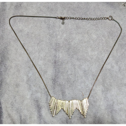 Elegant Glam Staggered Metal Fringe Necklace With Rhinestone Accents