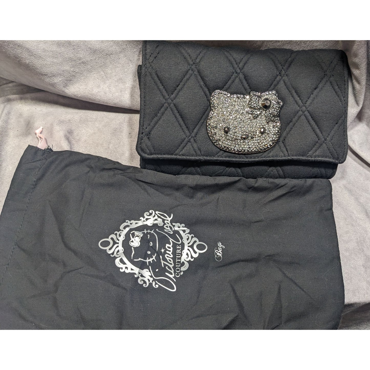 Victoria Couture x Hello Kitty Glam Goth Quilted Wallet With Dust Bag