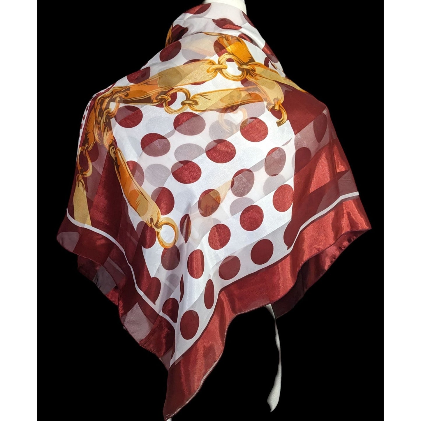 Preppy Polka Dot & Chain Print Sheer Scarf