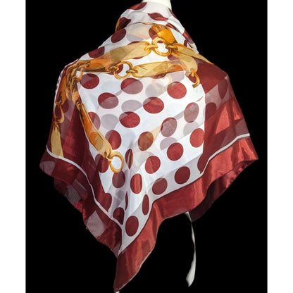 Preppy Polka Dot & Chain Print Sheer Scarf