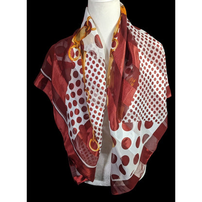Preppy Polka Dot & Chain Print Sheer Scarf