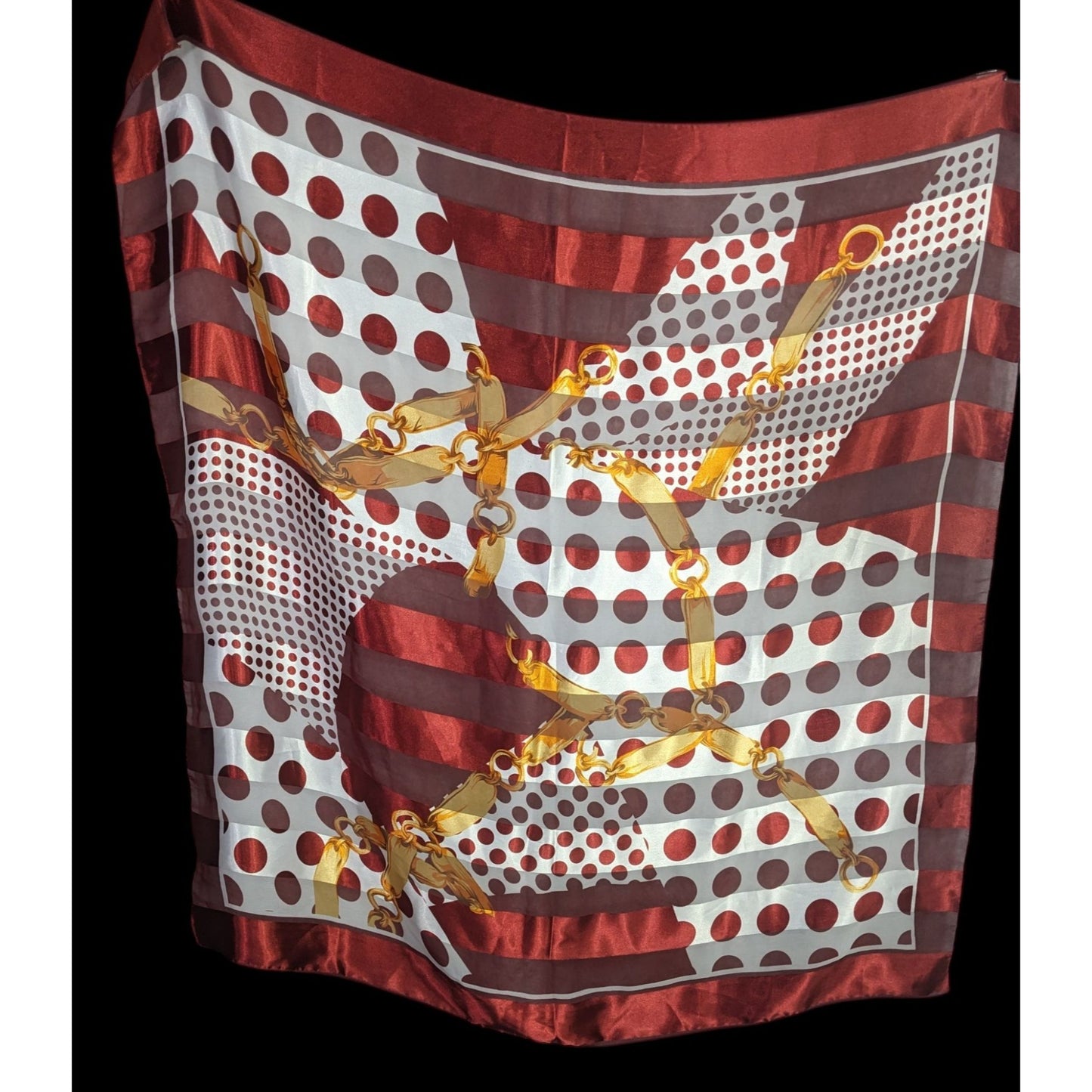 Preppy Polka Dot & Chain Print Sheer Scarf