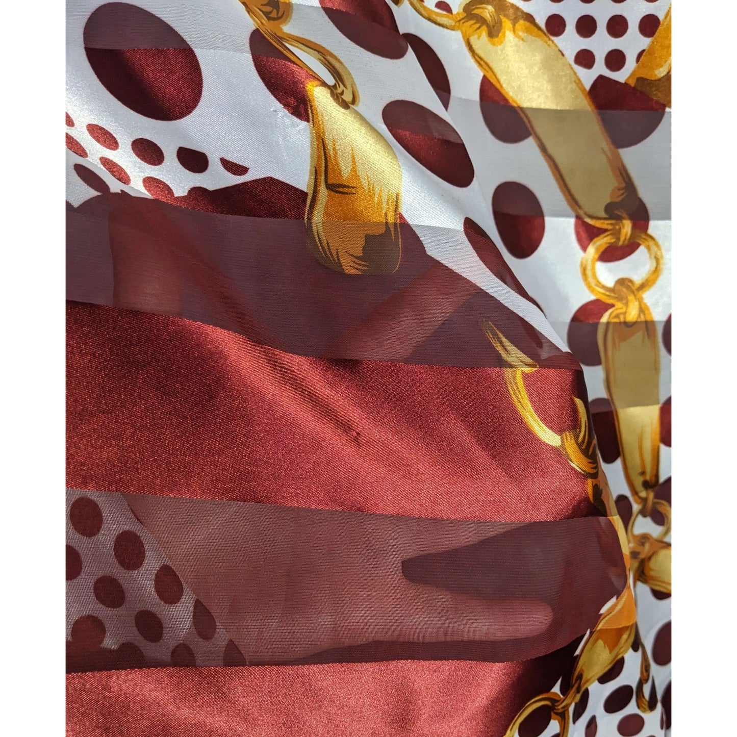 Preppy Polka Dot & Chain Print Sheer Scarf