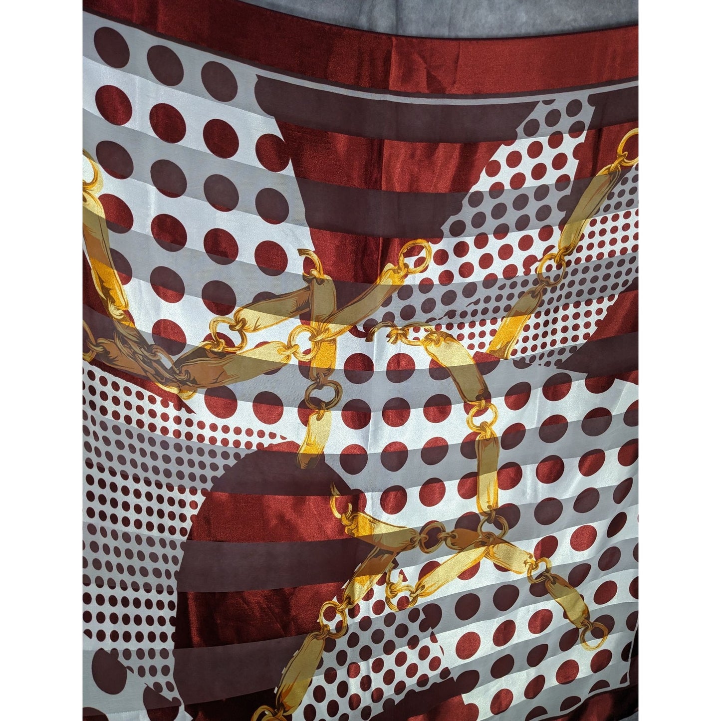 Preppy Polka Dot & Chain Print Sheer Scarf