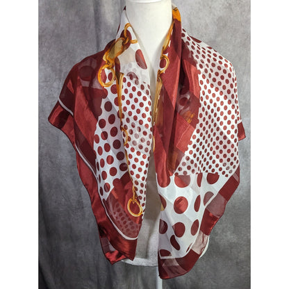 Preppy Polka Dot & Chain Print Sheer Scarf