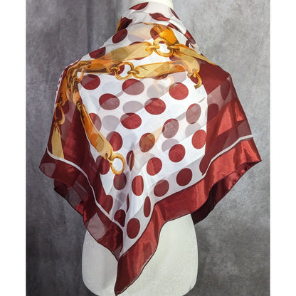 Preppy Polka Dot & Chain Print Sheer Scarf