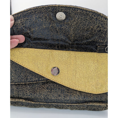 Vintage Jazzd Whimsygoth Witchy Moon Pattern Wristlet Clutch With 9 Inch Strap & Crackle Finish