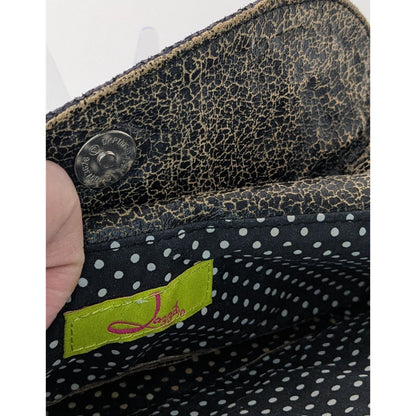 Vintage Jazzd Whimsygoth Witchy Moon Pattern Wristlet Clutch With 9 Inch Strap & Crackle Finish