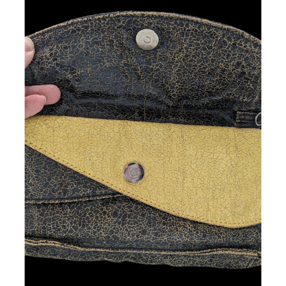 Vintage Jazzd Whimsygoth Witchy Moon Pattern Wristlet Clutch With 9 Inch Strap & Crackle Finish