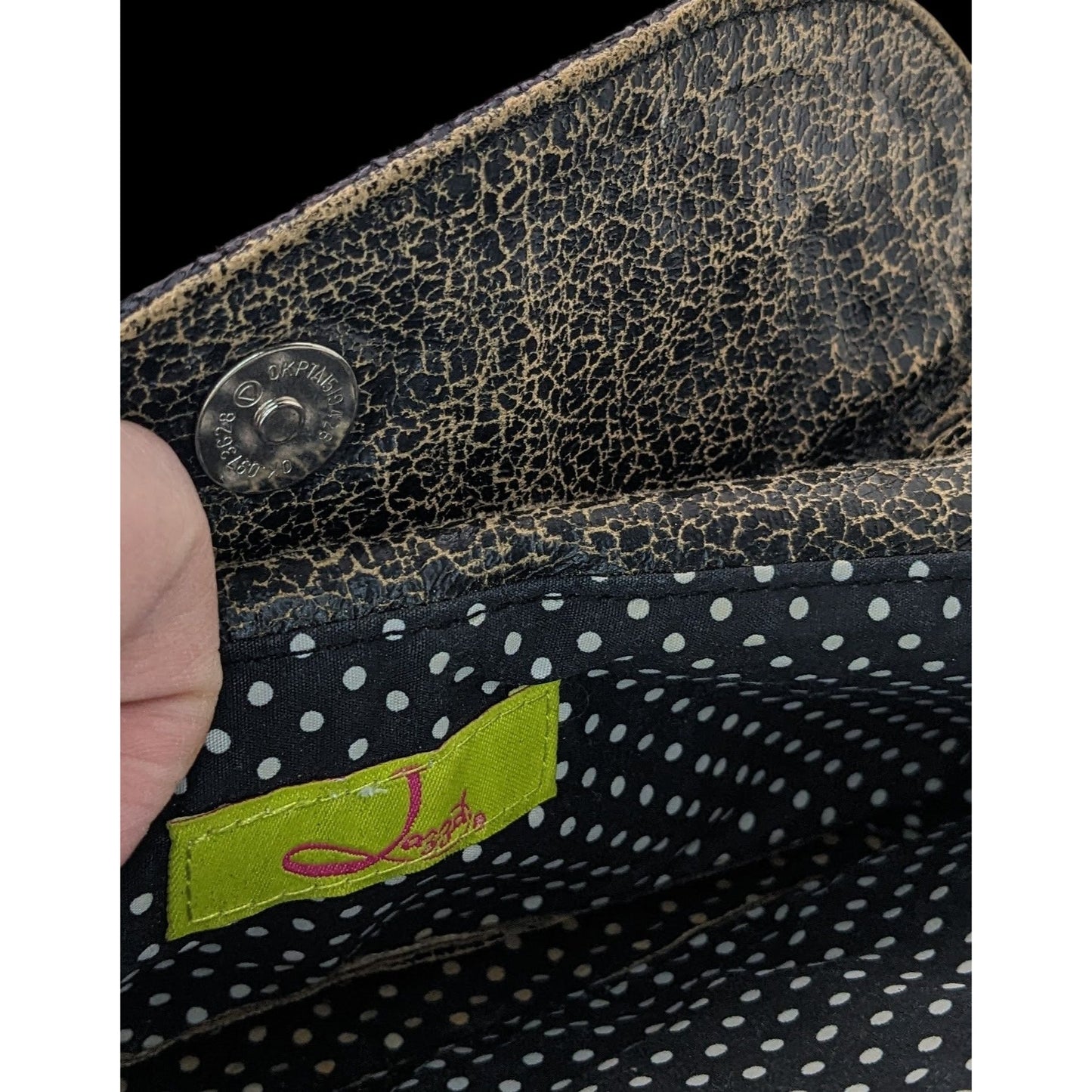 Vintage Jazzd Whimsygoth Witchy Moon Pattern Wristlet Clutch With 9 Inch Strap & Crackle Finish