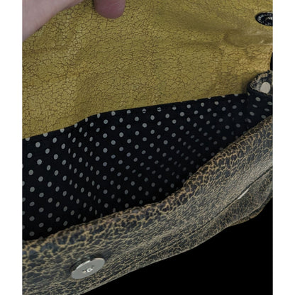 Vintage Jazzd Whimsygoth Witchy Moon Pattern Wristlet Clutch With 9 Inch Strap & Crackle Finish