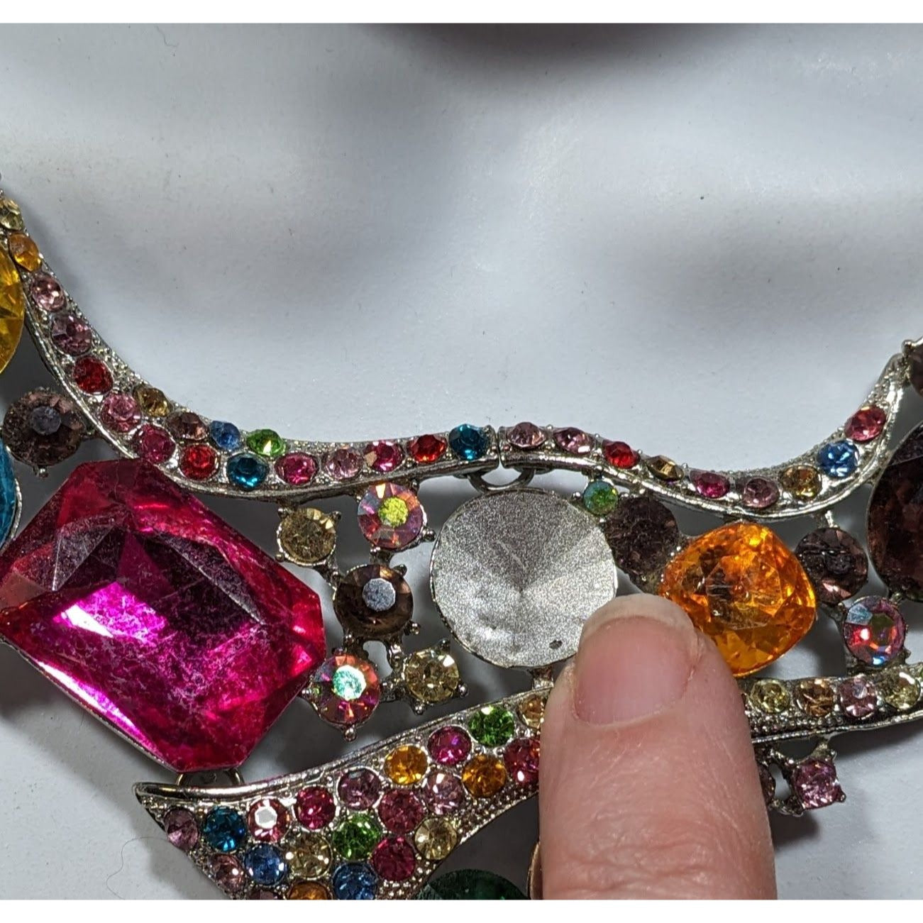 Whimsical Glamorous Rainbow Gemmed Collar Necklace