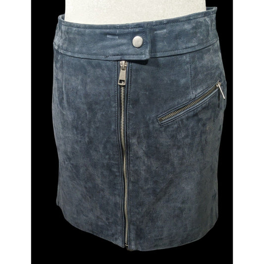 Bagatelle NYC Blue/Grey Suede Full Zip Mini Skirt Size Small