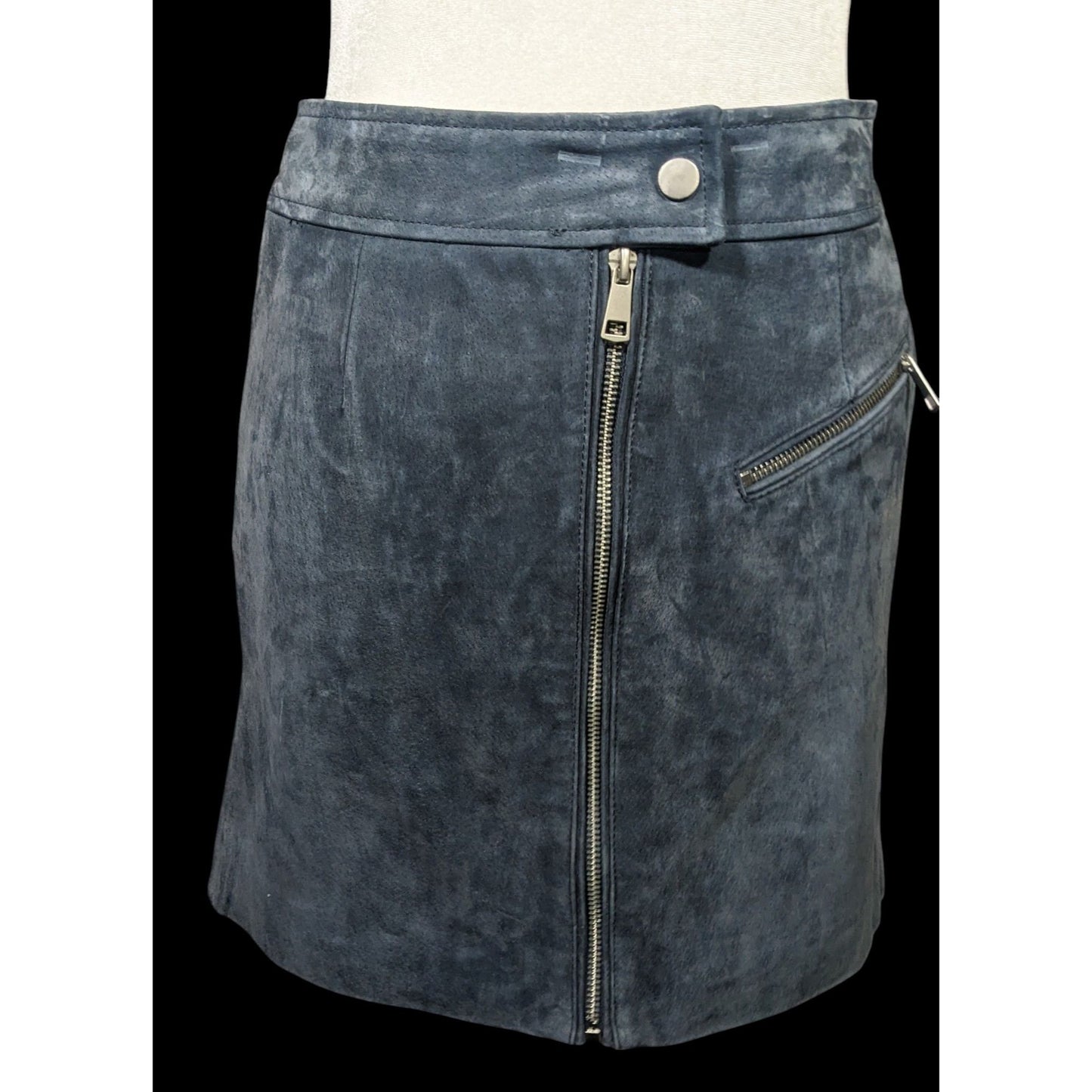 Bagatelle NYC Blue/Grey Suede Full Zip Mini Skirt Size Small