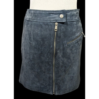 Bagatelle NYC Blue/Grey Suede Full Zip Mini Skirt Size Small