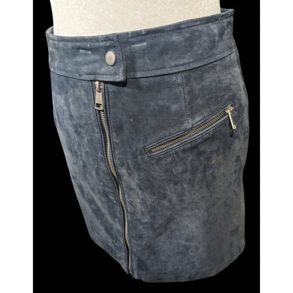 Bagatelle NYC Blue/Grey Suede Full Zip Mini Skirt Size Small