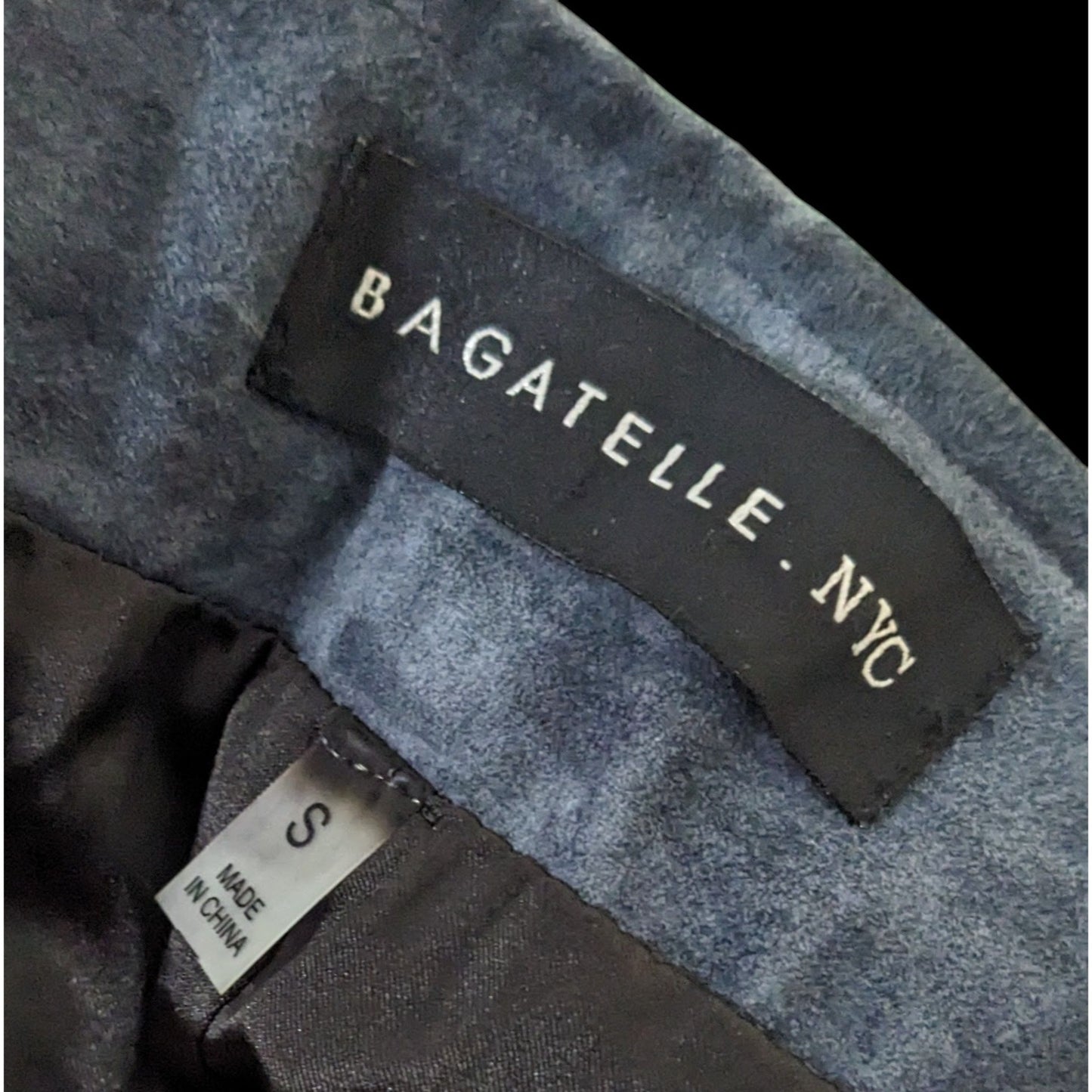 Bagatelle NYC Blue/Grey Suede Full Zip Mini Skirt Size Small