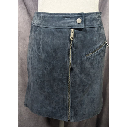 Bagatelle NYC Blue/Grey Suede Full Zip Mini Skirt Size Small