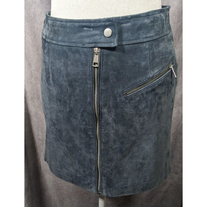 Bagatelle NYC Blue/Grey Suede Full Zip Mini Skirt Size Small