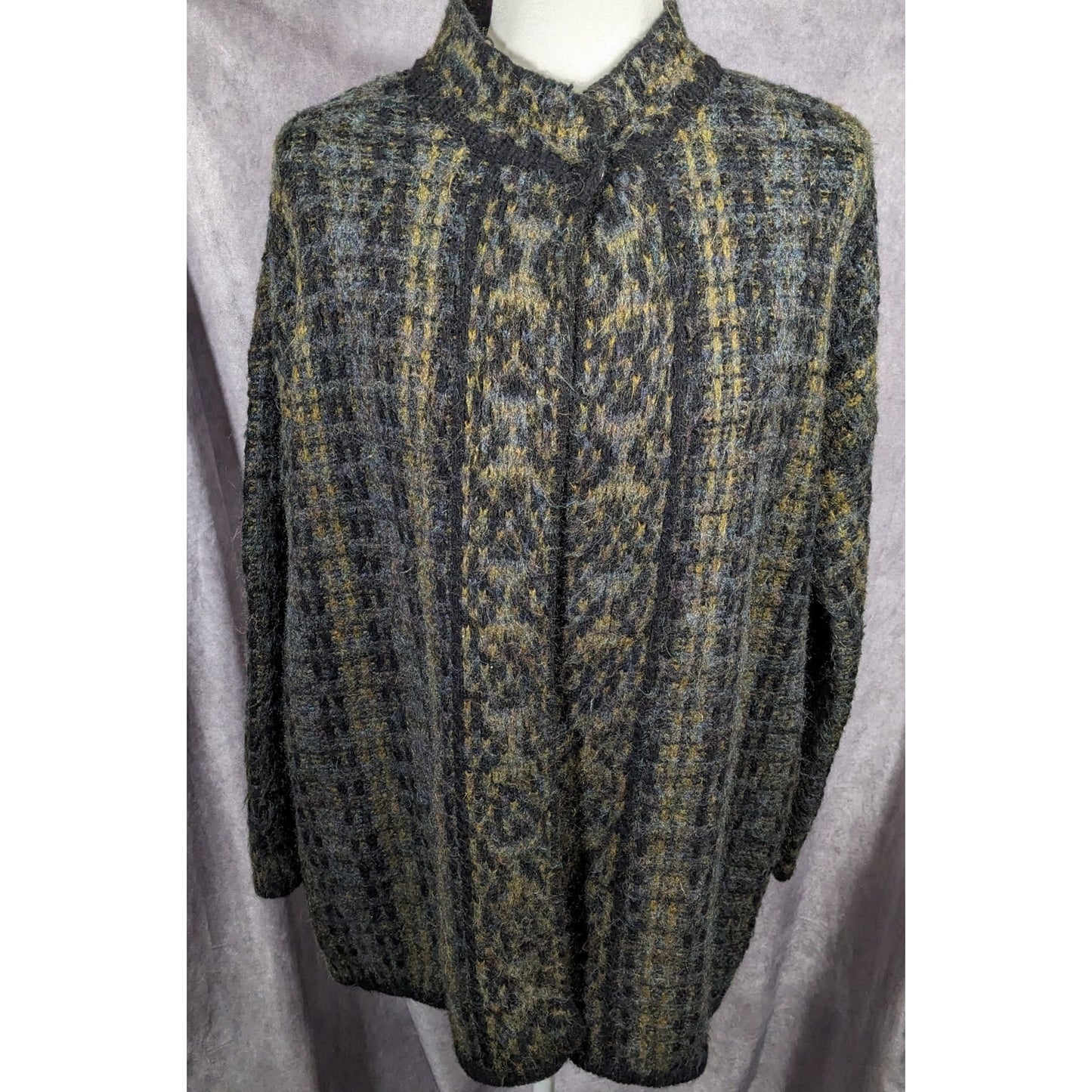 Vintage Lineamaglia Italian Alpaca Mohair Earth Tone Cardigan Size Large