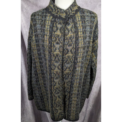 Vintage Lineamaglia Italian Alpaca Mohair Earth Tone Cardigan Size Large