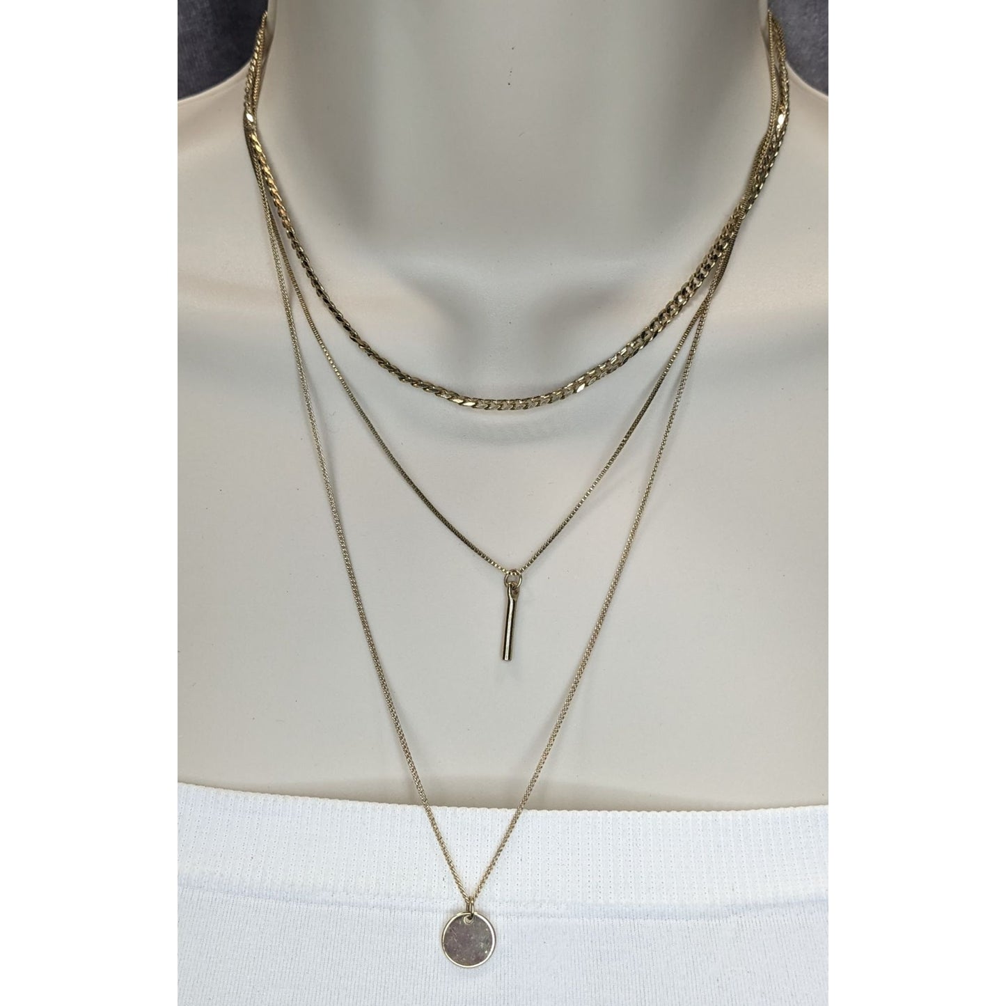 Bohemian Festival Layered Gold-Tone Necklace With Circle & Bar Pendants