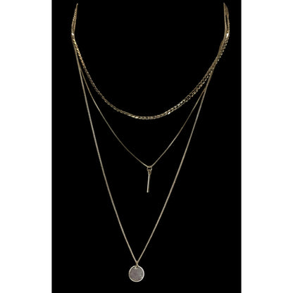 Bohemian Festival Layered Gold-Tone Necklace With Circle & Bar Pendants