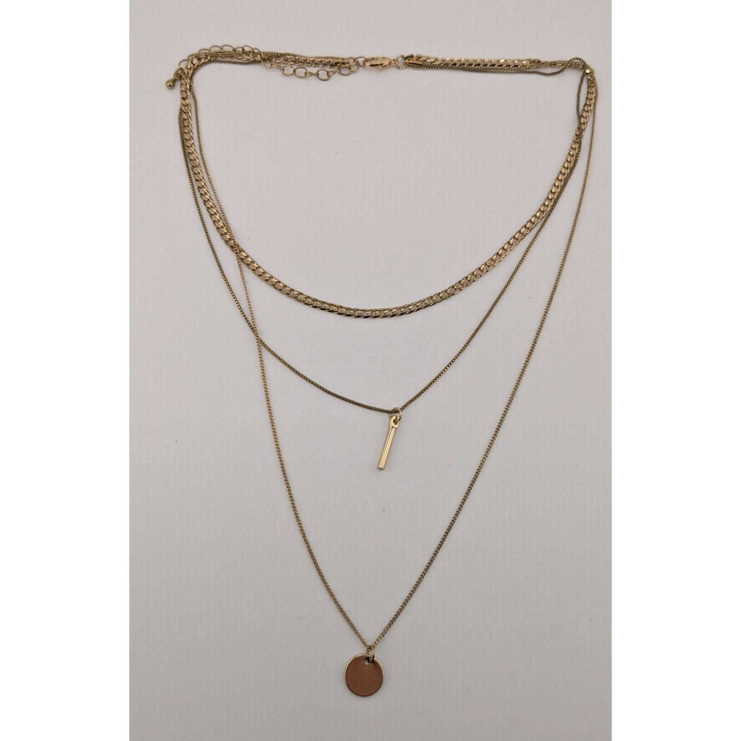 Bohemian Festival Layered Gold-Tone Necklace With Circle & Bar Pendants