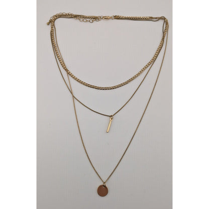 Bohemian Festival Layered Gold-Tone Necklace With Circle & Bar Pendants