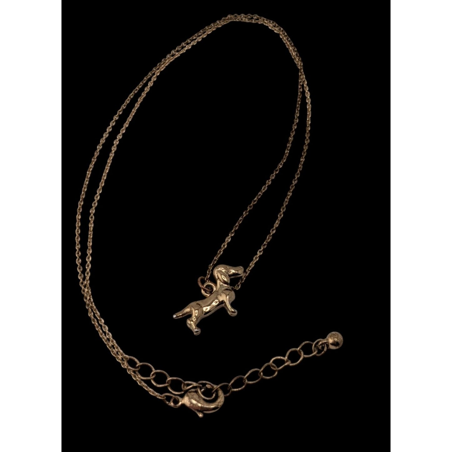 Dainty Dachshund Pendant Necklace Gold Tone Dog Lover Minimalist Wiener Dog