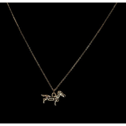 Dainty Dachshund Pendant Necklace Gold Tone Dog Lover Minimalist Wiener Dog