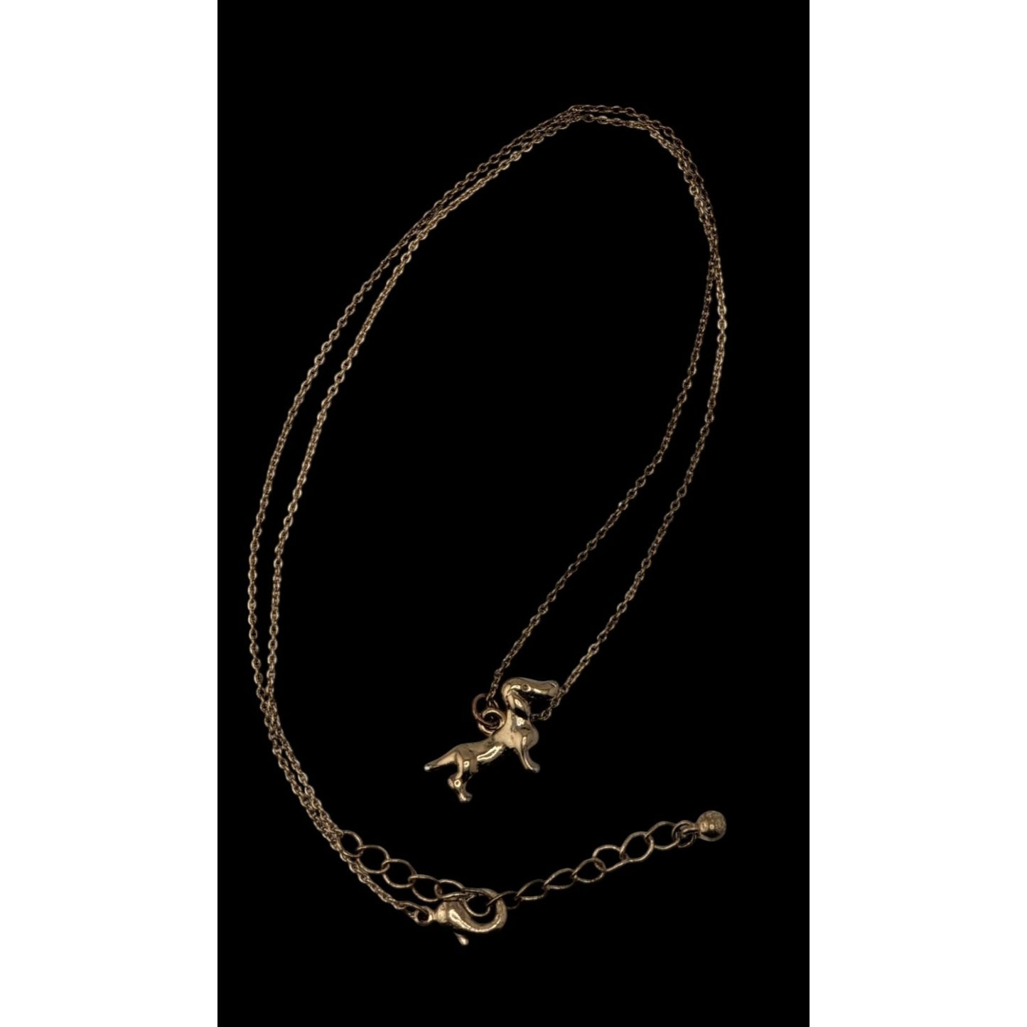 Dainty Dachshund Pendant Necklace Gold Tone Dog Lover Minimalist Wiener Dog