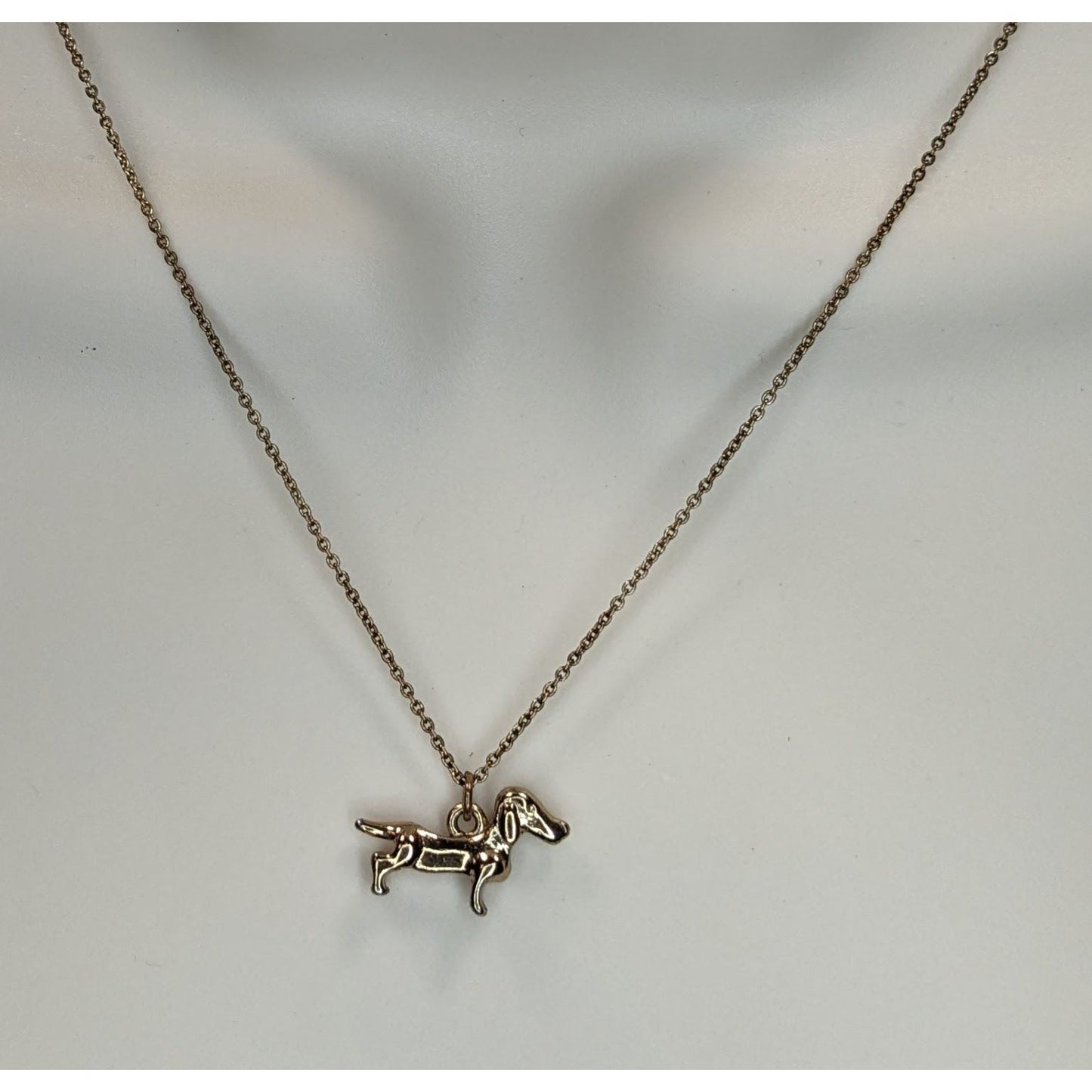 Dainty Dachshund Pendant Necklace Gold Tone Dog Lover Minimalist Wiener Dog
