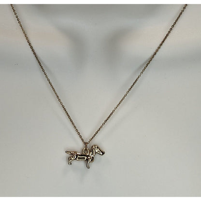 Dainty Dachshund Pendant Necklace Gold Tone Dog Lover Minimalist Wiener Dog