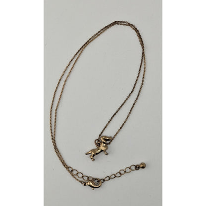 Dainty Dachshund Pendant Necklace Gold Tone Dog Lover Minimalist Wiener Dog