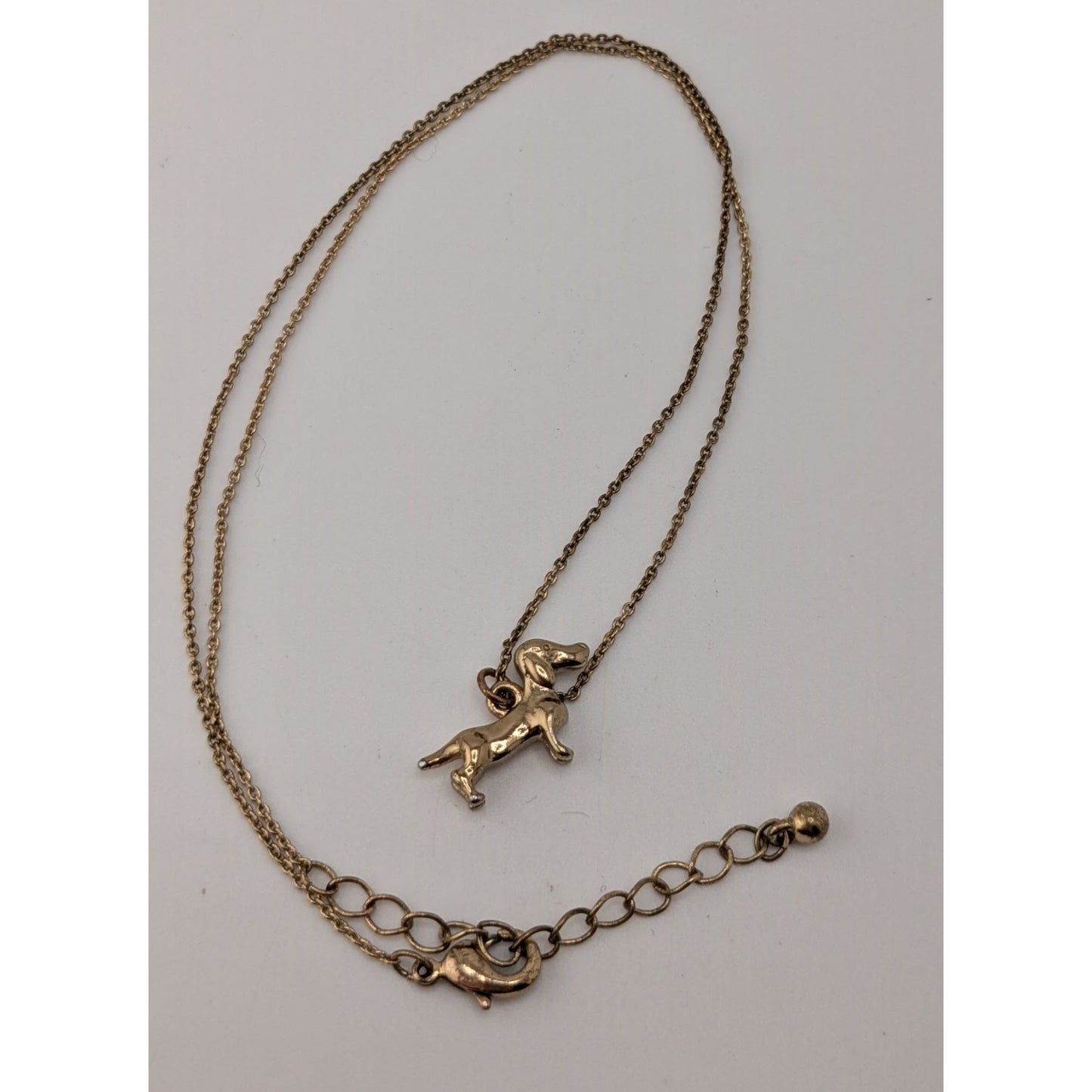 Dainty Dachshund Pendant Necklace Gold Tone Dog Lover Minimalist Wiener Dog