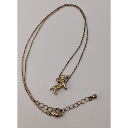 Dainty Dachshund Pendant Necklace Gold Tone Dog Lover Minimalist Wiener Dog