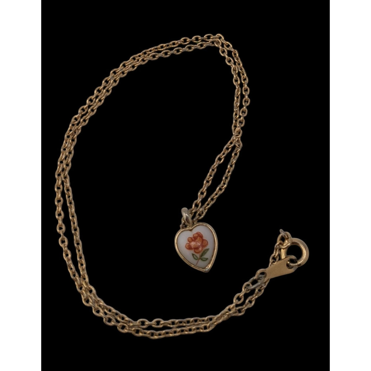 Coquette Vintage Avon Floral Heart Necklace Gold Tone Rose Pendant Dainty Romantic