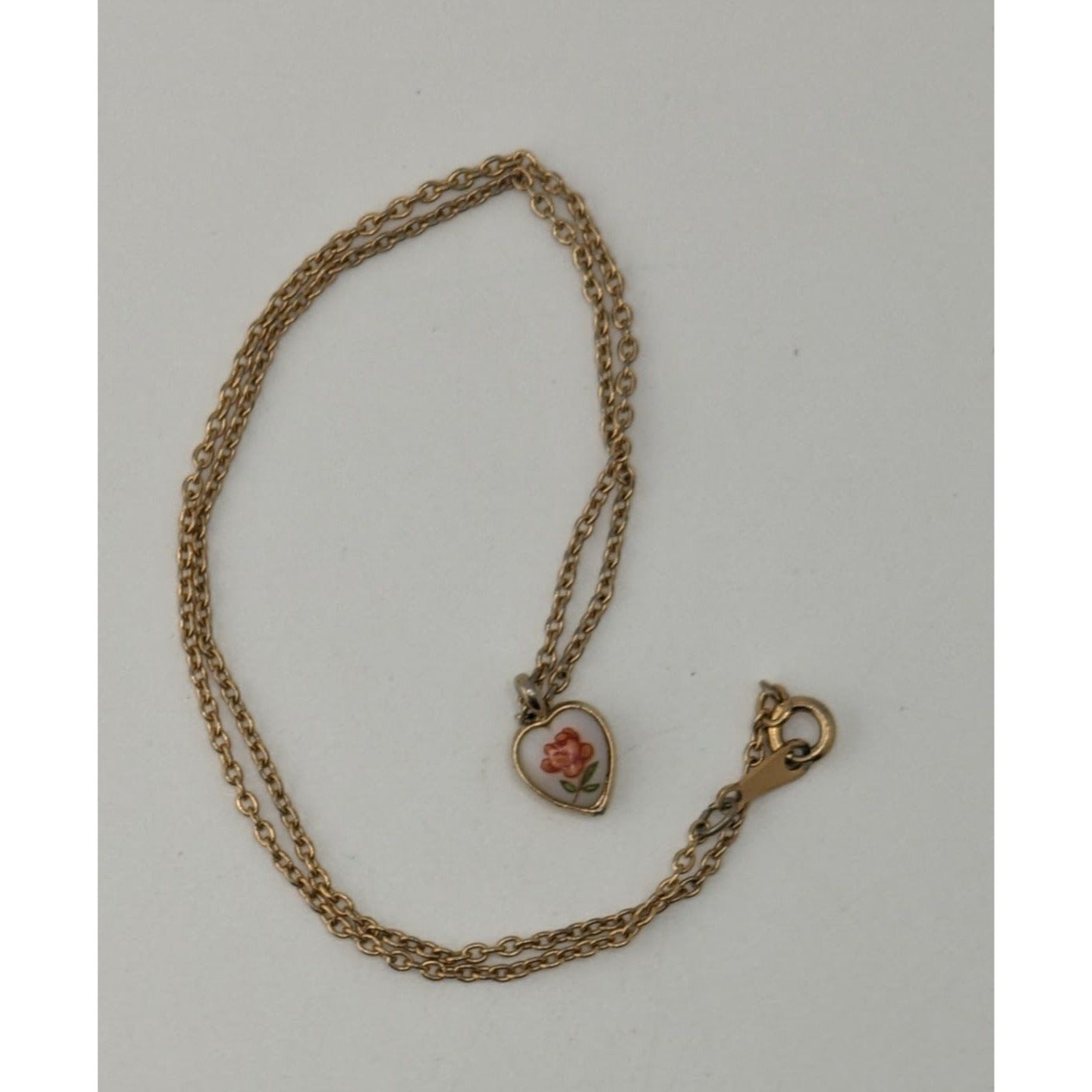 Coquette Vintage Avon Floral Heart Necklace Gold Tone Rose Pendant Dainty Romantic