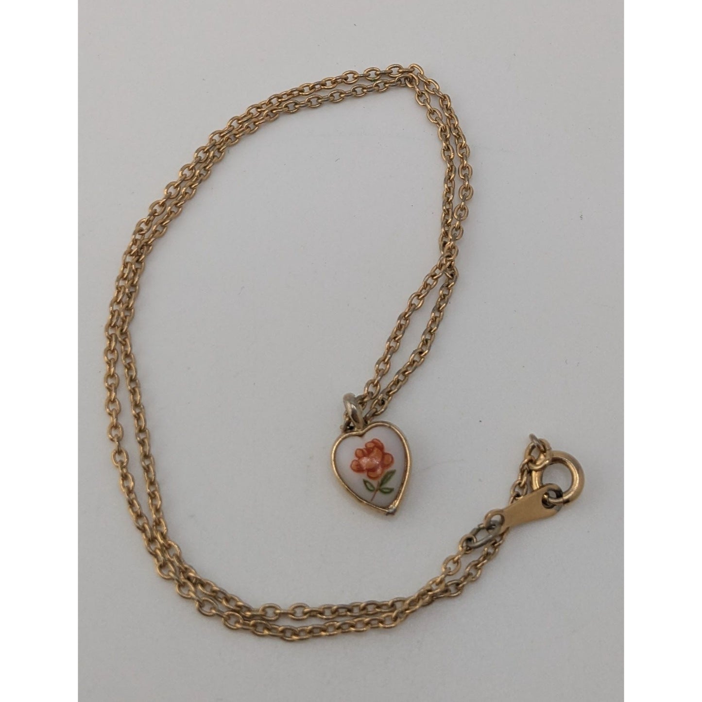 Coquette Vintage Avon Floral Heart Necklace Gold Tone Rose Pendant Dainty Romantic