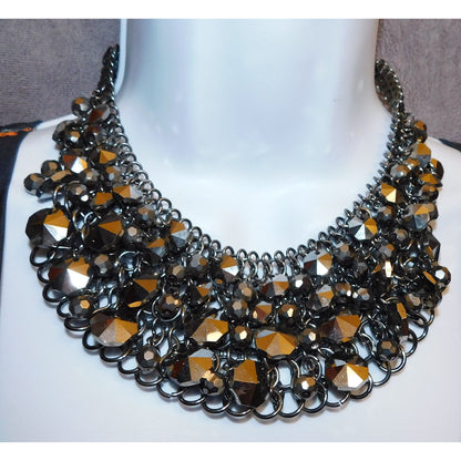 Glam Goth Sparkly Gemmed Bib Statement Necklace