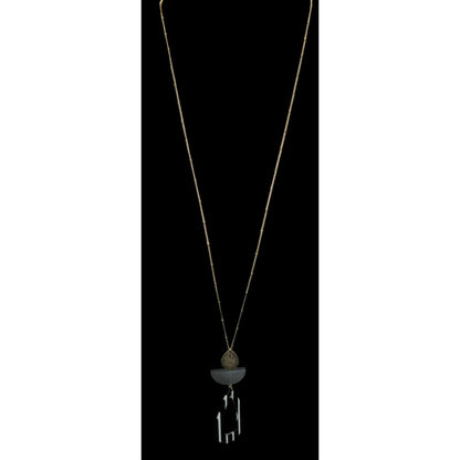 Icon Collection Geometric Pendant Necklace Black White Gold Retro 80s