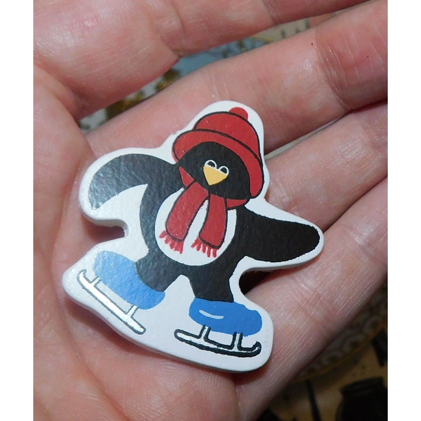 Kidcore Winter Ice Skating Penguin Brooch