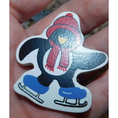 Kidcore Winter Ice Skating Penguin Brooch