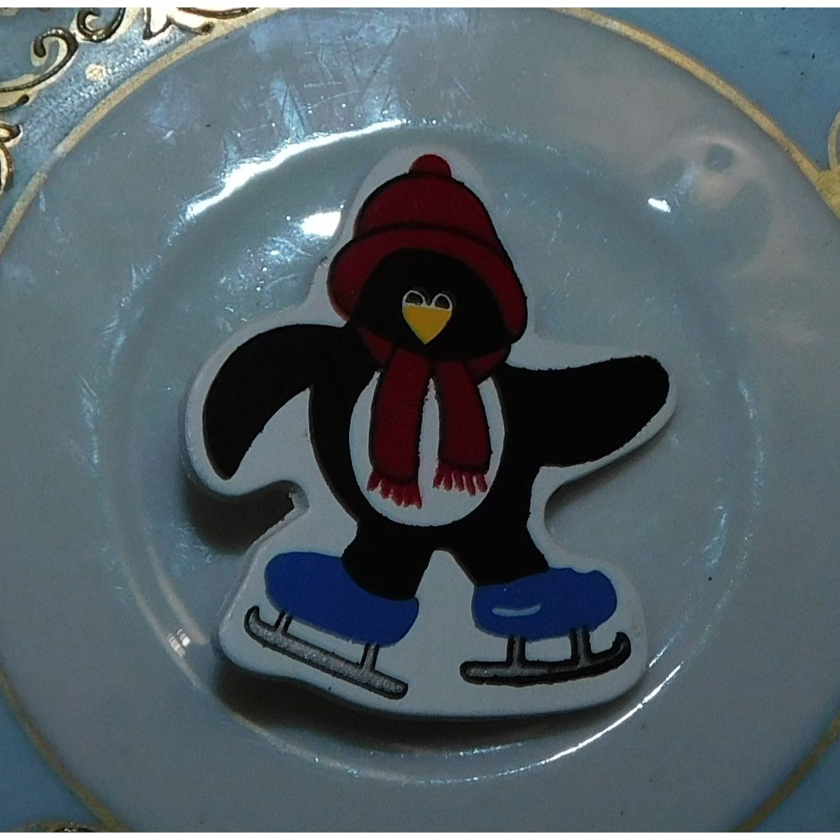 Kidcore Winter Ice Skating Penguin Brooch