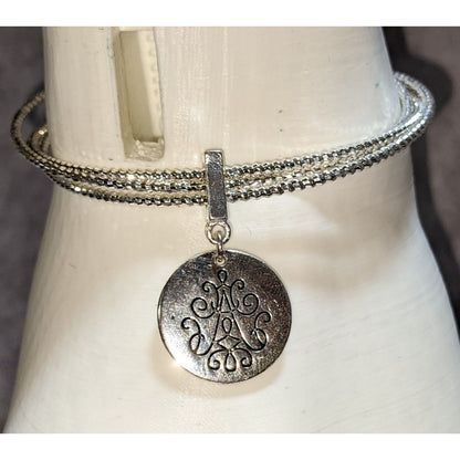 Boho Vintage Avon Lita Scroll Cuff Bracelet Silver Tone Multi Strand Charm Bracelet