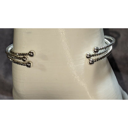 Boho Vintage Avon Lita Scroll Cuff Bracelet Silver Tone Multi Strand Charm Bracelet