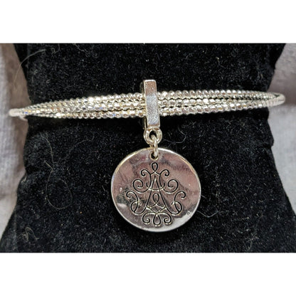 Boho Vintage Avon Lita Scroll Cuff Bracelet Silver Tone Multi Strand Charm Bracelet