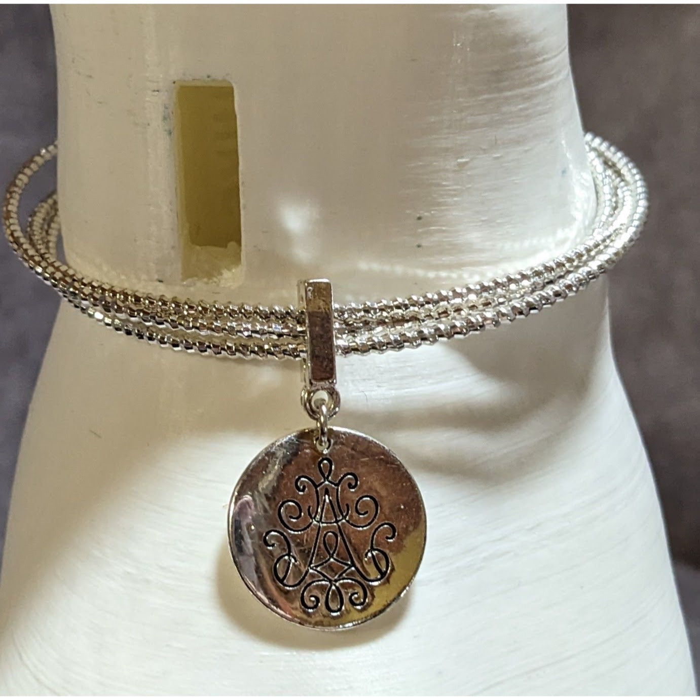 Boho Vintage Avon Lita Scroll Cuff Bracelet Silver Tone Multi Strand Charm Bracelet